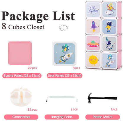 8-cube Baby Closet Organizer with Doors and Hanging Section