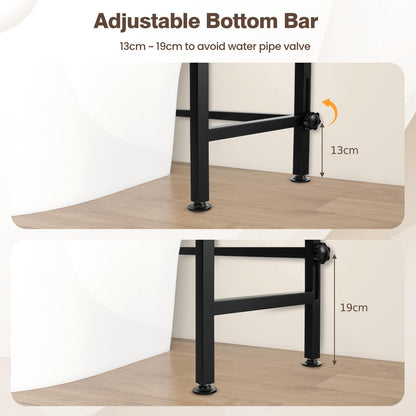 3-Tier Over The Toilet Storage Rack with 4 Hooks and Adjustable Bottom Bar