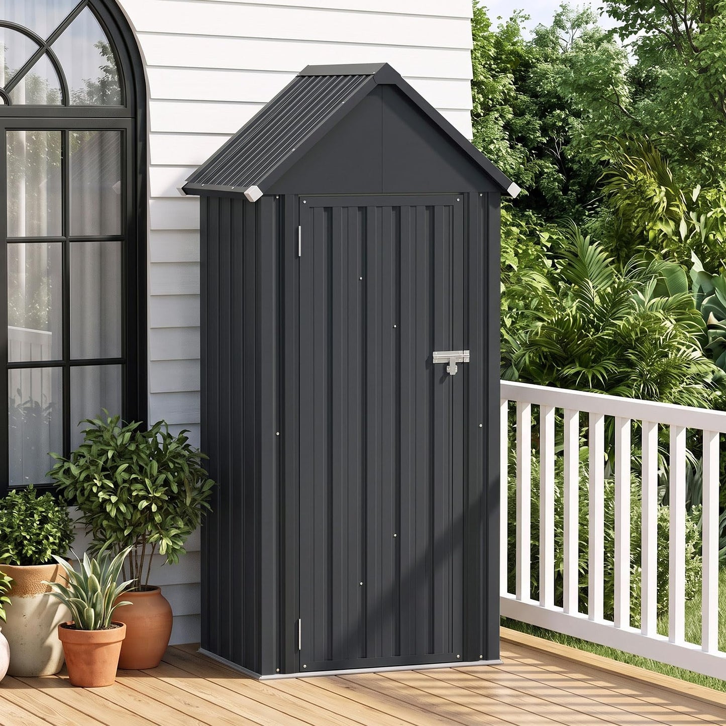 3 x 2FT Metal Garden Storage Shed with 3 Adjustable Shelves