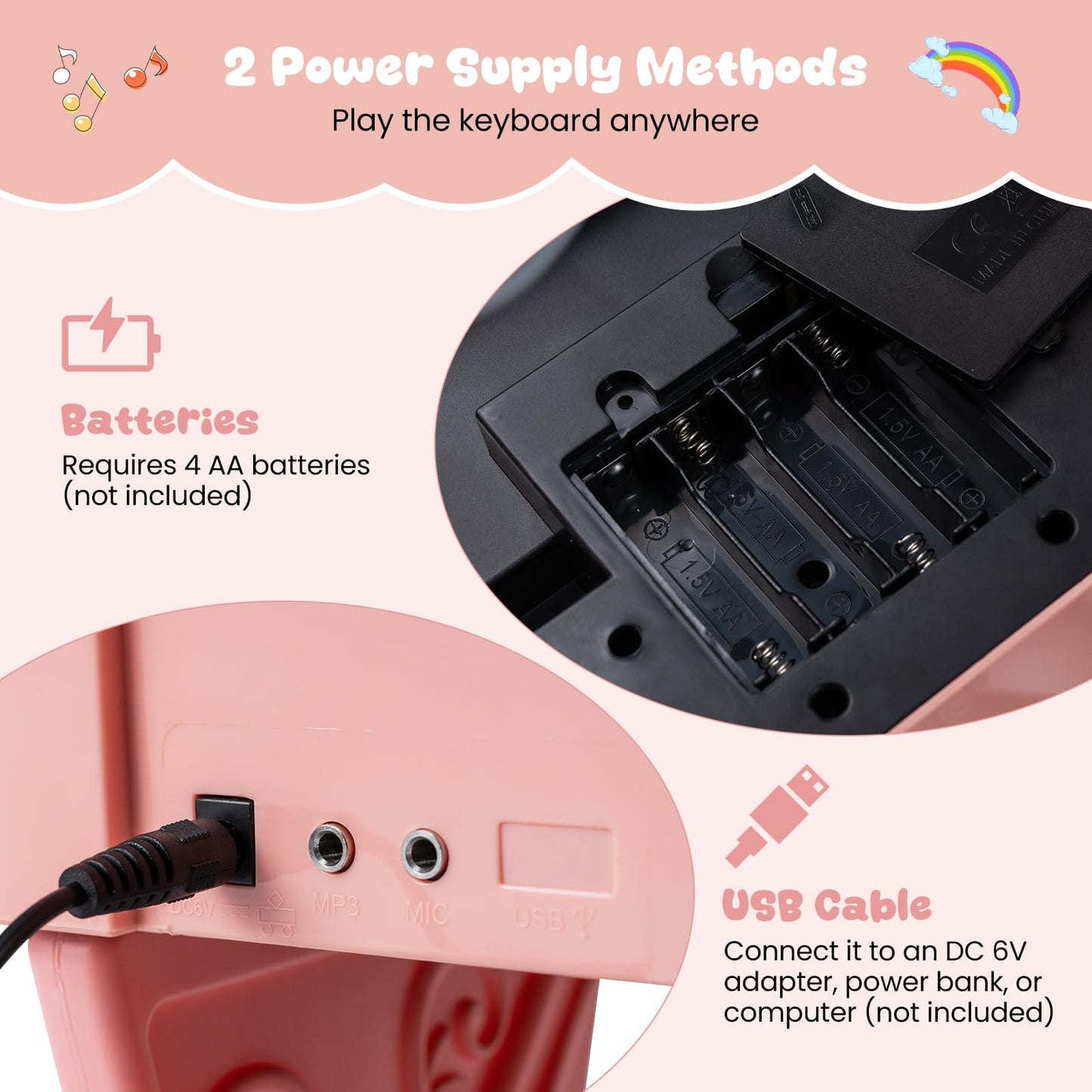 25 Keys Mini Keyboard Piano with Stool and Music Stand for 3+ Kids