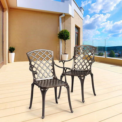 Cast Aluminum Outdoor Patio Chairs Set of 2 with Hollowed Backrest