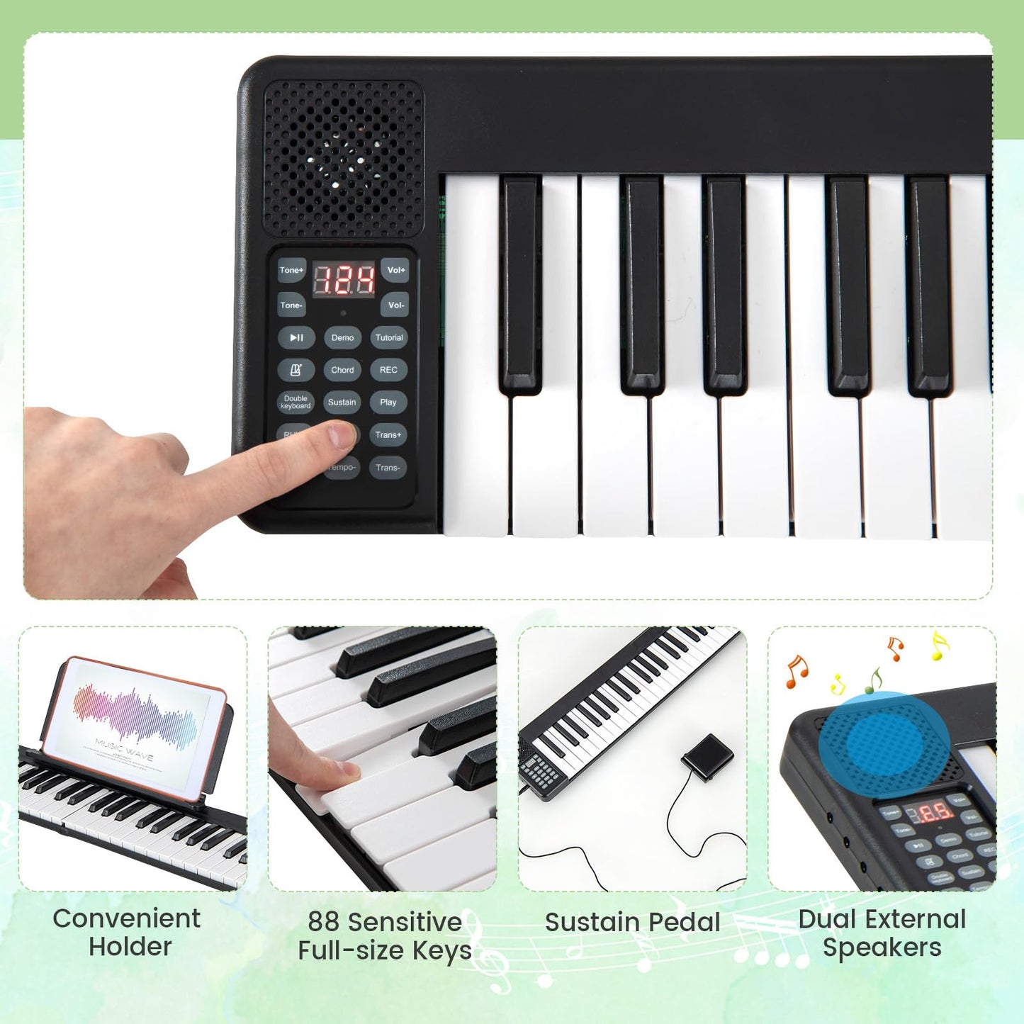 Giantex 88-Key Foldable Digital Piano Keyboard Full Size Electronic Pianos with MIDI Split Function