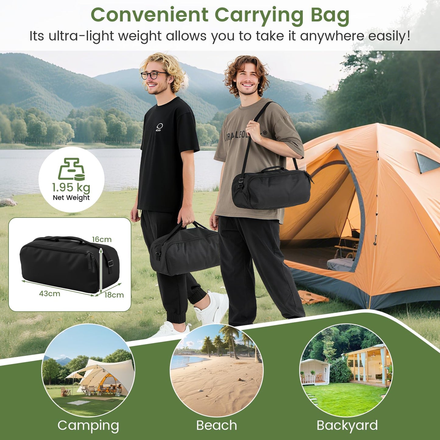 Ultralight Camping Cot for Adults with Side Pocket