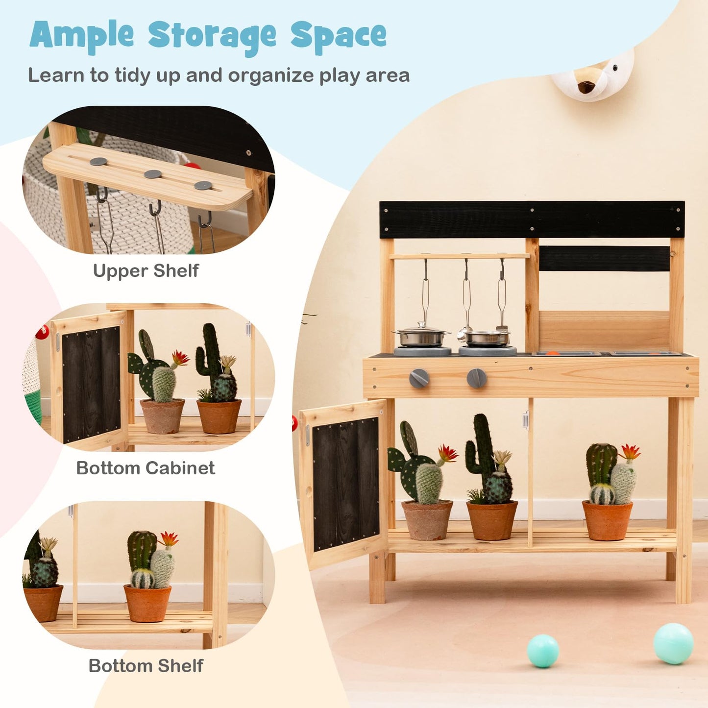 Mud Kitchen Playset with 2 Removable Sinks