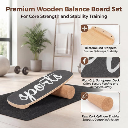 Wooden Balance Board, Surfing Skate Balance Trainer