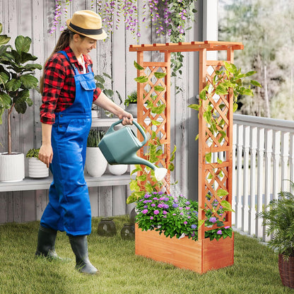 78x36x152cm Garden Planter with Trellis Hanging Roof and Drainage Holes