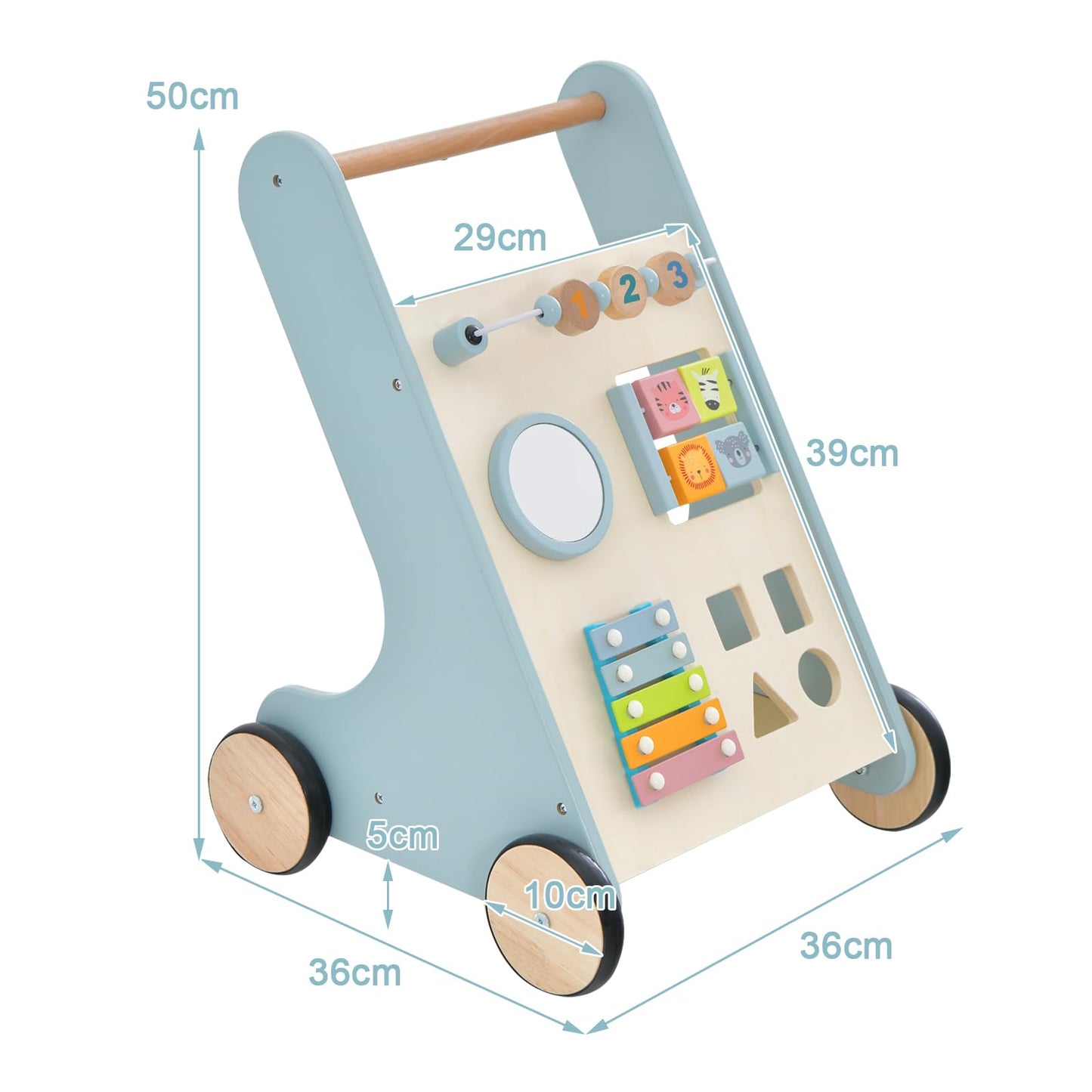 Toddler Push Walker with Handle & Rubber Wheels