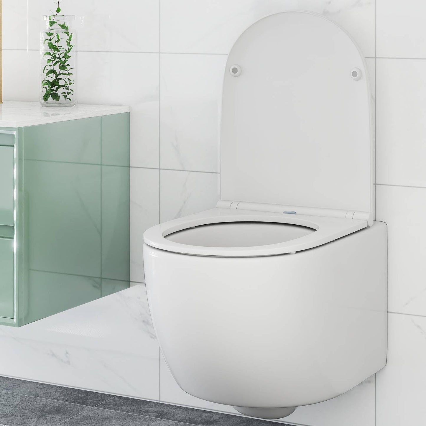 Wall Hung Toilet Ceramic Wall-Mounted Toilet Bowl and Toilet Seat