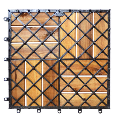 GiantexUK 27 PCS Decking Tiles 30x30cm Acacia Interlocking Flooring Tiles