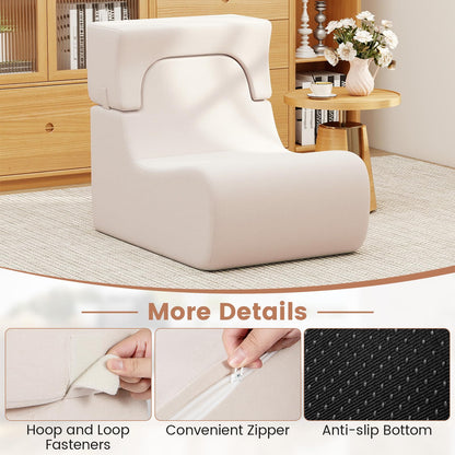Lazy Sofa with Detachable Headrest and Washable Ice Velvet Cover