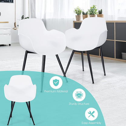 GiantexUK Set of 2 Dining Chairs, Modern Plastic Chairs with Backrest