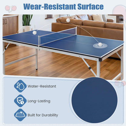 Foldable Ping Pong Table with Net for Indoor Outdoor Use