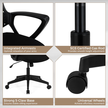 Ergonomic Office Chair, Computer Desk Chair with Armrests, Padded Cushion and Butterfly Backrest