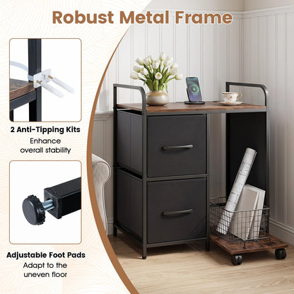 Metal File Cabinet, Printer Stand with Rolling Shredder Stand