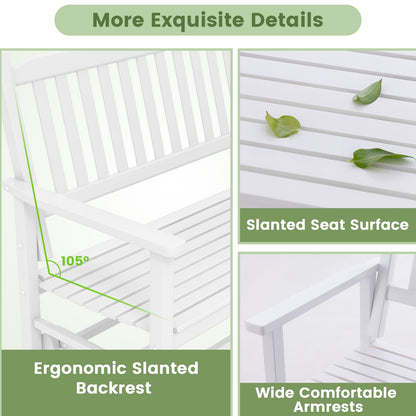 2 Seats Outdoor Glider Bench with Armrests and Slatted Seat