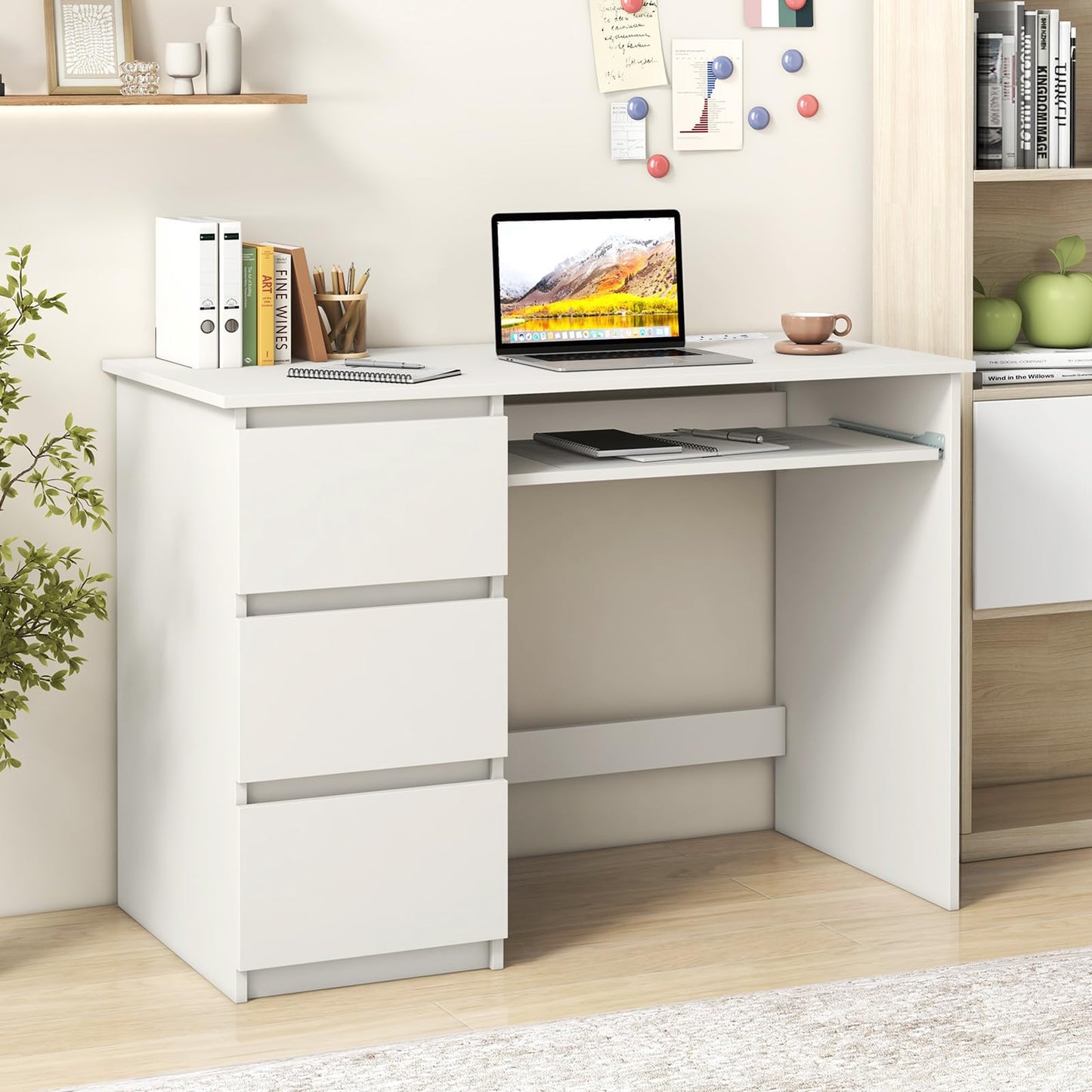 Computer Desk with 3 Large Drawers and Power Outlet