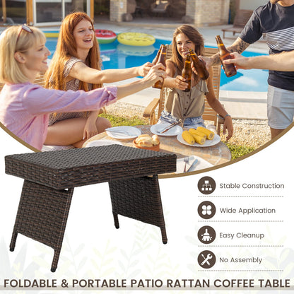 Outdoor Wicker Weave Side Table Small Garden Table