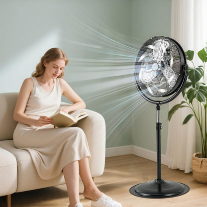 Height & 360° Tilt Adjustable Standing Floor Fan with 3 Speeds & Aluminum Blades