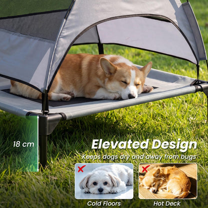 Raised Dog Bed, Elevated Pet Bed with Removable Canopy, Breathable Mesh & Carry Bag