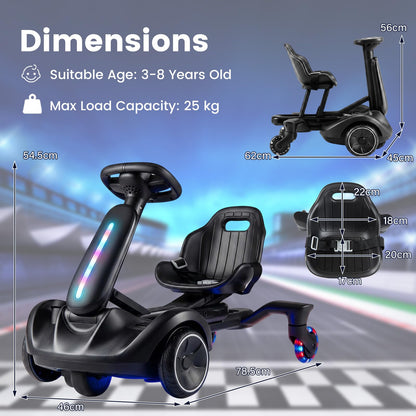 Ride on Drift Car for Kids 2-In-1 Go Kart with Adjustable Seat Sound LED Lights