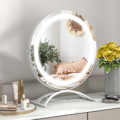 Makeup Vanity Mirror with Lights and Touch Screen with 360-Degree Rotation