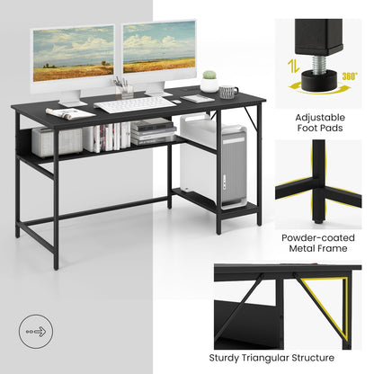 140 x 60 CM Computer Desk with Charging Station Home Office PC Desk with 4 Power Outlets and 2 USB Ports