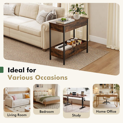 Slim Side Table with Magazine/Book Rack