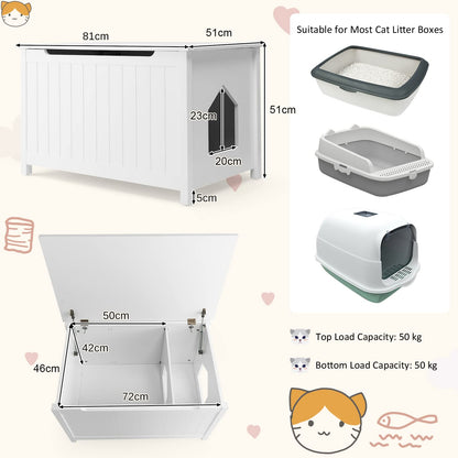 Wooden Cat Litter Box Enclosure with Top Opening