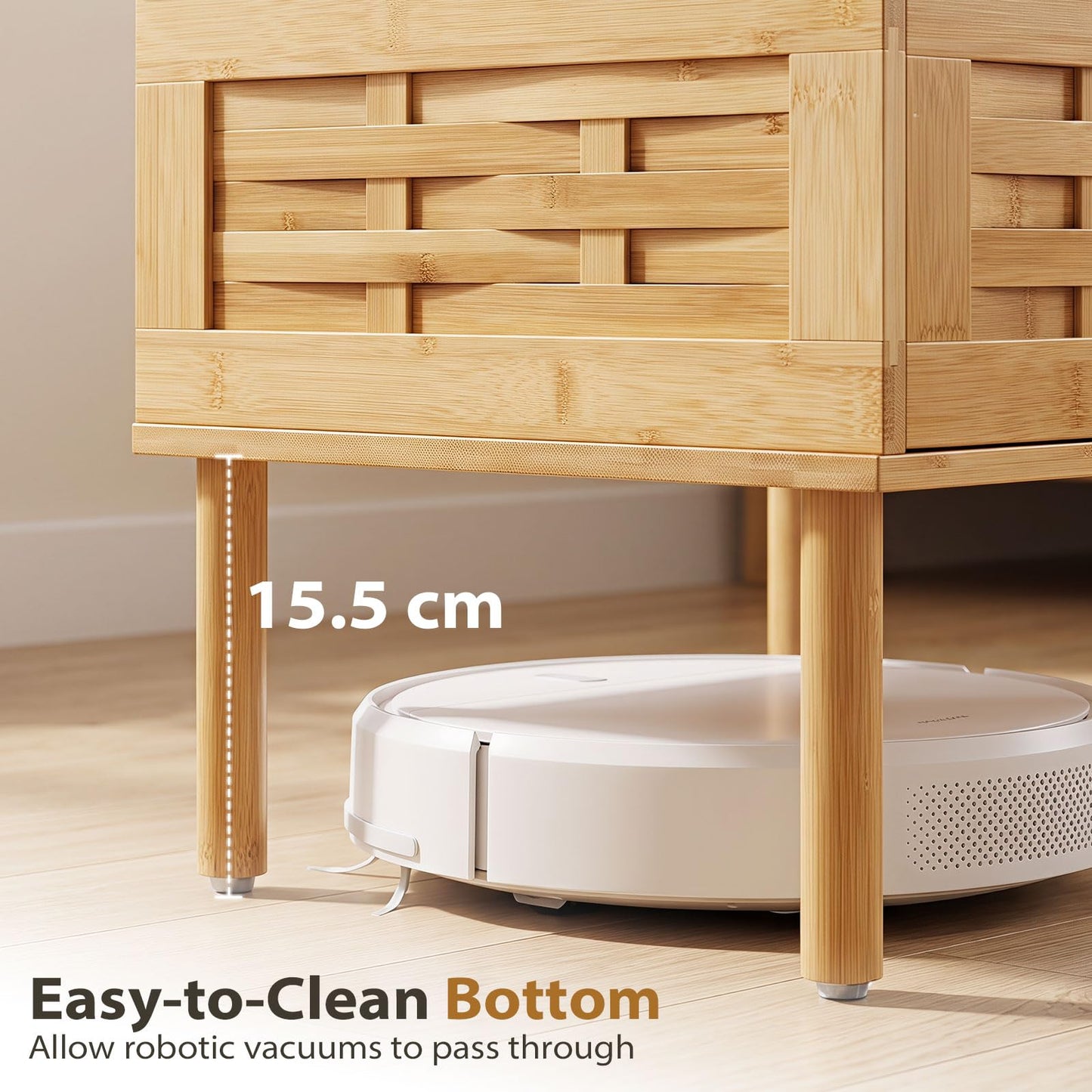 Bamboo Bedside Table, Boho Rattan Nightstand
