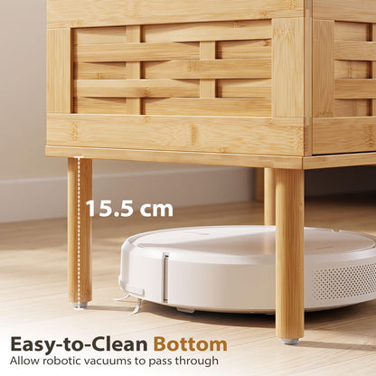 Bamboo Bedside Table, Boho Rattan Nightstand