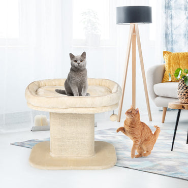 2-Tier Cats Tower with Sisal Scratching Panel Scratcher and Jingling Toy
