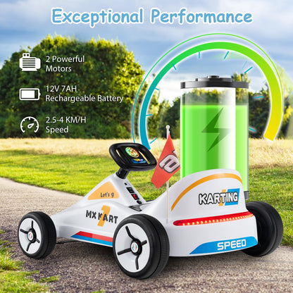 12V Kids Electric Go Kart with Remote and 3 Speeds and Lights