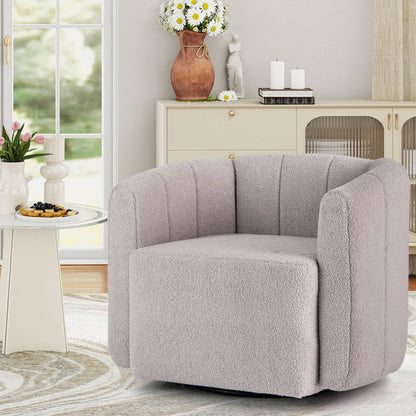 Upholstered Swivel Barrel Chair with Backrest and Armrests