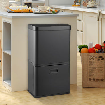 56L Stainless Steel Trash Can Touchless Recycling Garbage Bin