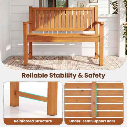 2/3-Person Garden Bench, All-Weather Wooden Patio Loveseat Park Bench Chair