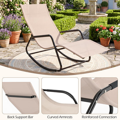Rocking Sun Lounger, Zero Gravity Recliner Garden Rocking Chair with Armrests