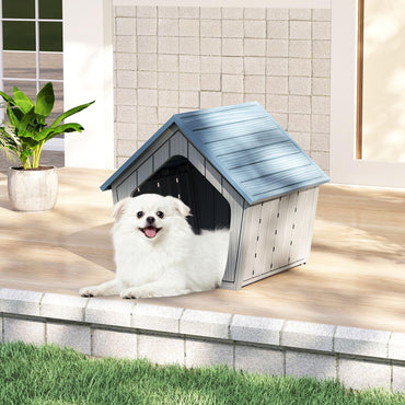 Plastic Dog House, Indoor Outdoor Cat House Condo with Sloping Roof