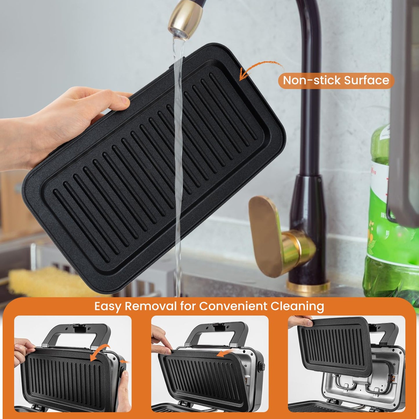 3 in 1 Waffle Maker with Non-stick Plates and Indicator Lights