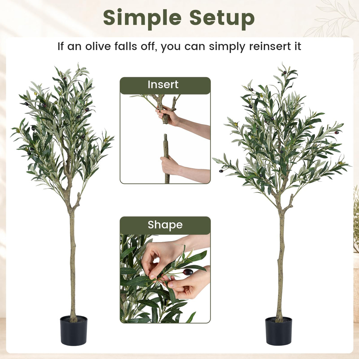 150 cm Artificial Olive Tree with 24 Olive Fruits and 576 Silk Leaves