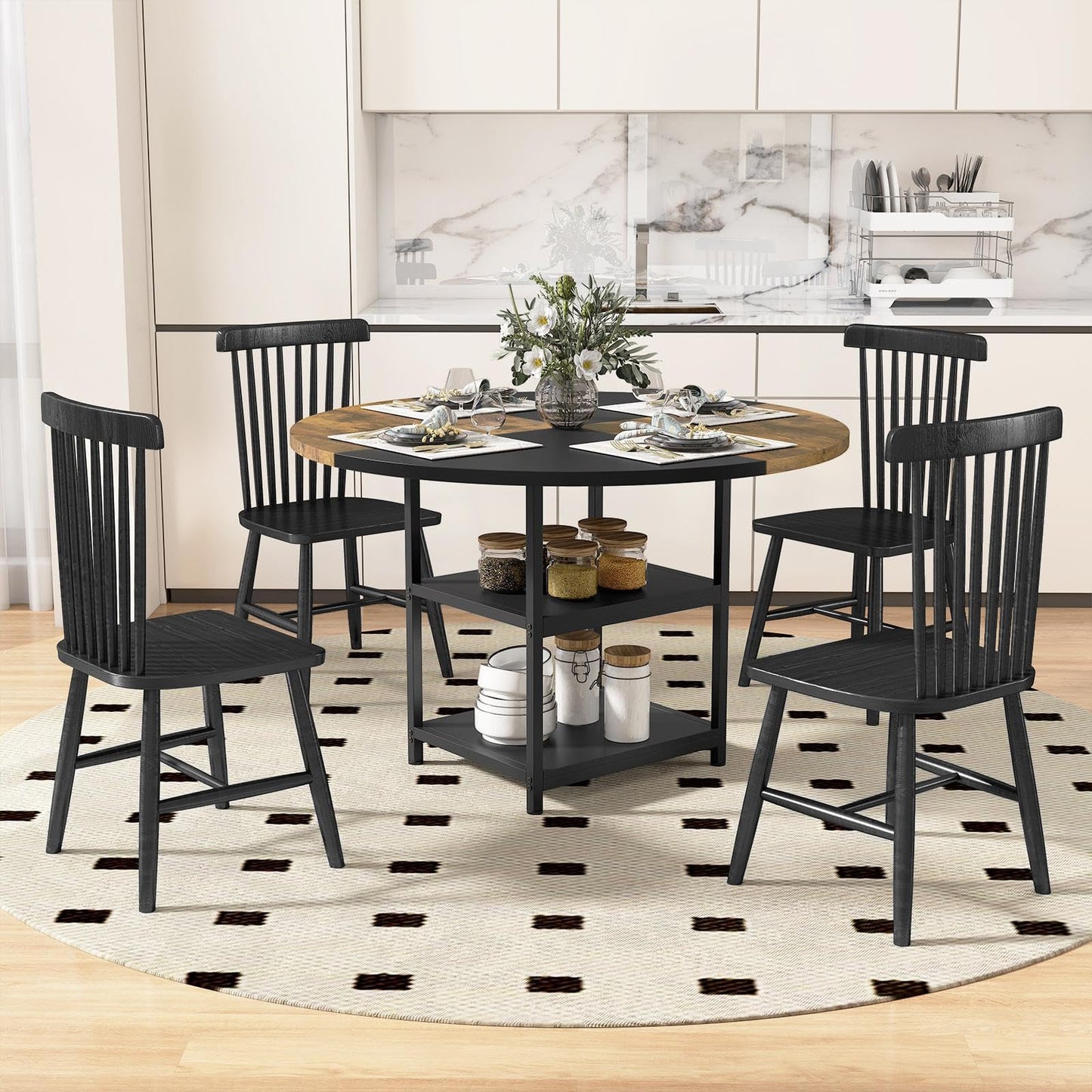 120 cm Dining Table with 2-tone Color-blocked Design