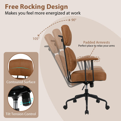 Ergonomic Office Chair with Adjustable Headrest and Spring Cushion Seat