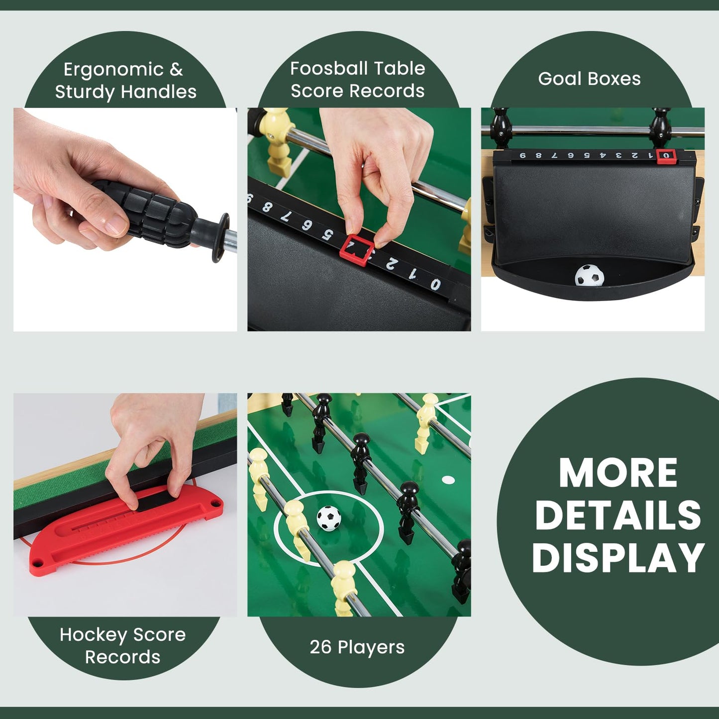 10-in-1 Combo Game Table Set with Foosball and Air Hockey