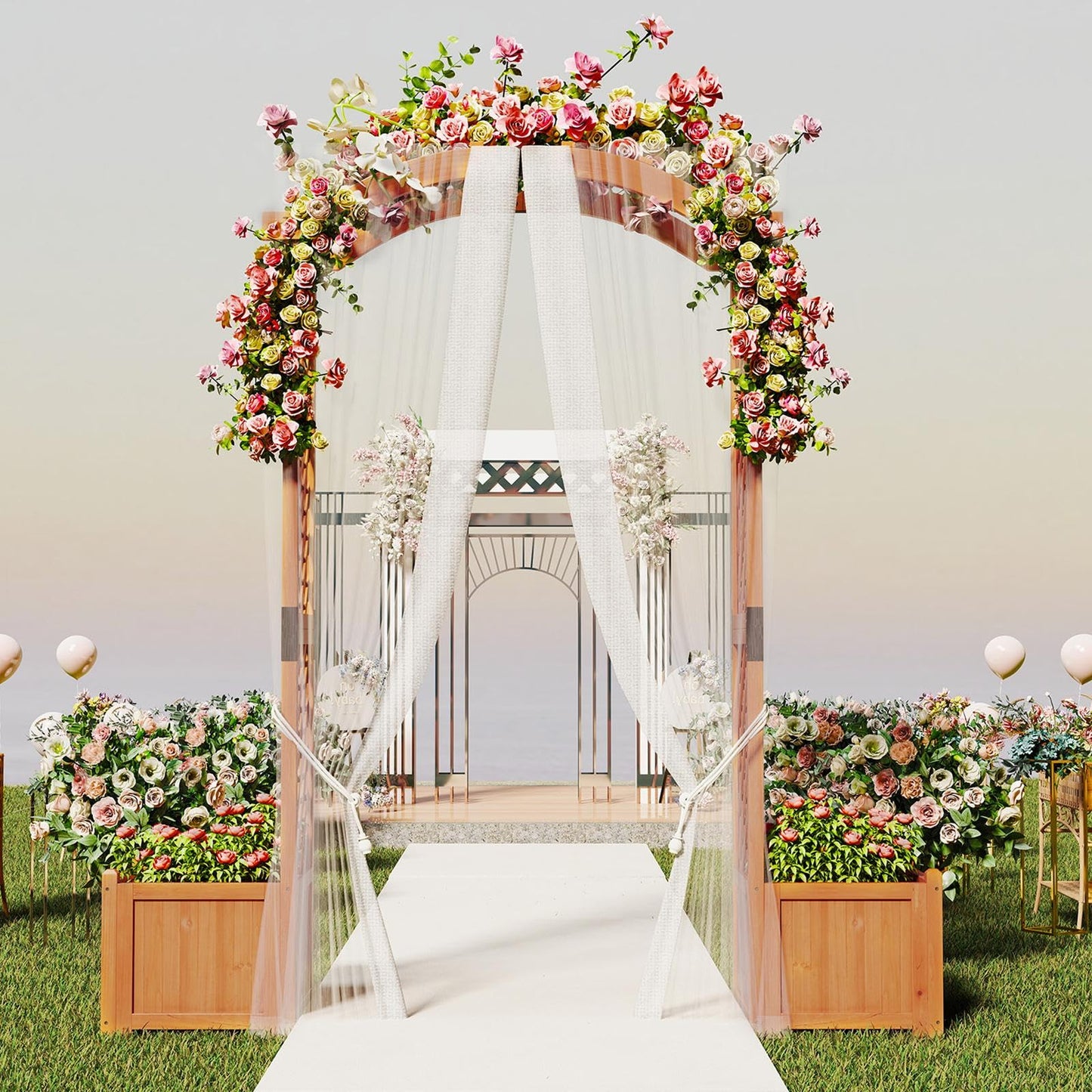 GiantexUK Wooden Garden Arch with Planter Boxes