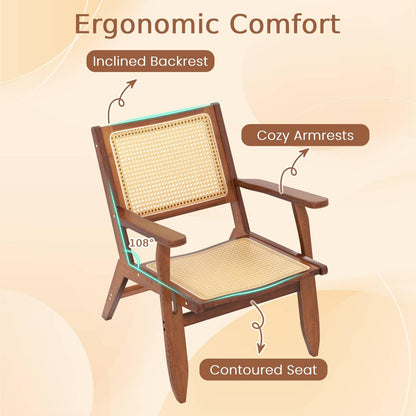 Rattan Accent Chair Mid-Century Modern Comfy Lounge Armchair