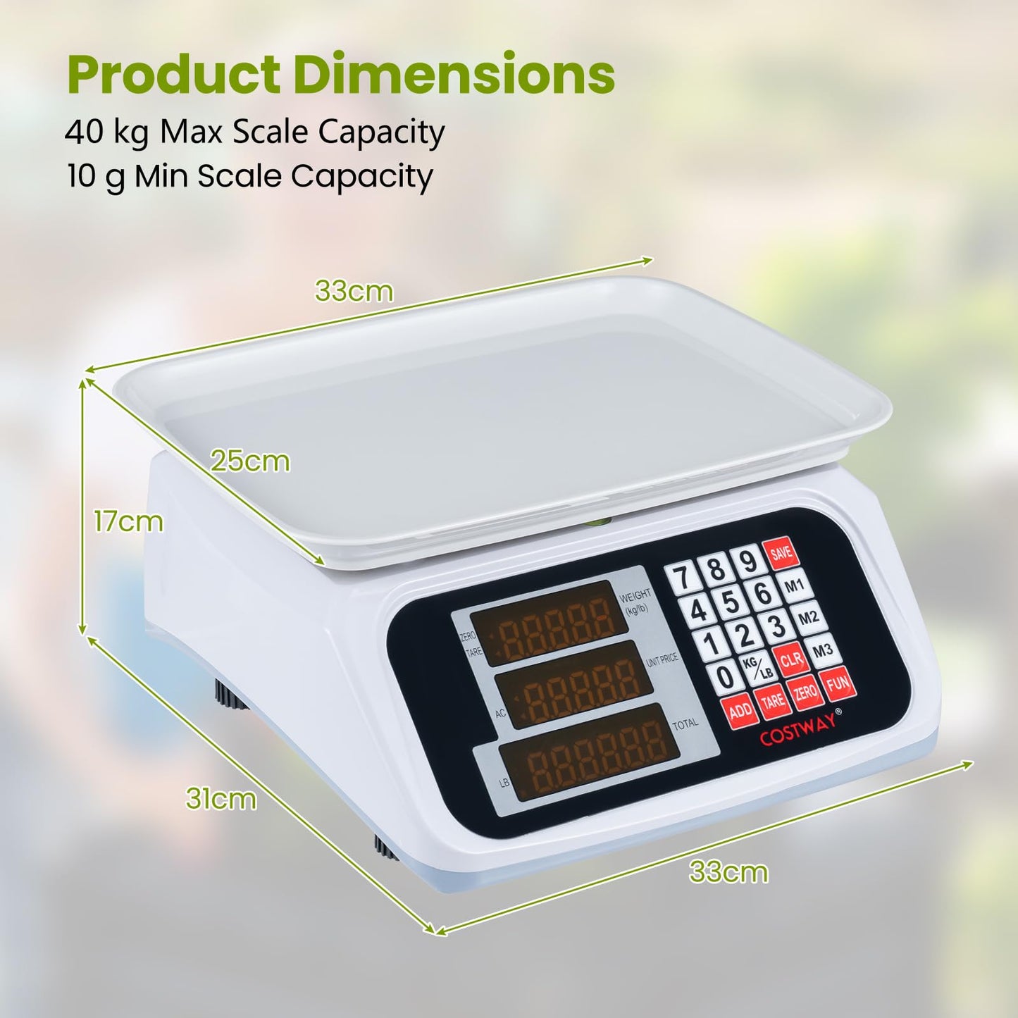 40kg Price Computing Scale with Dual-sided LED Display