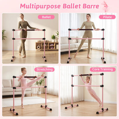 Double Ballet Barre, 17-112cm Adjustable Dance Stretch Bar
