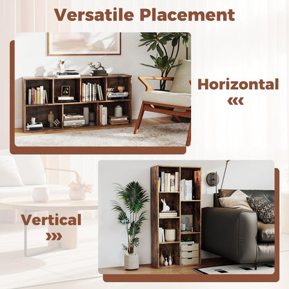 Vertical or Horizontal Freestanding Bookshelf with 7 Compartments