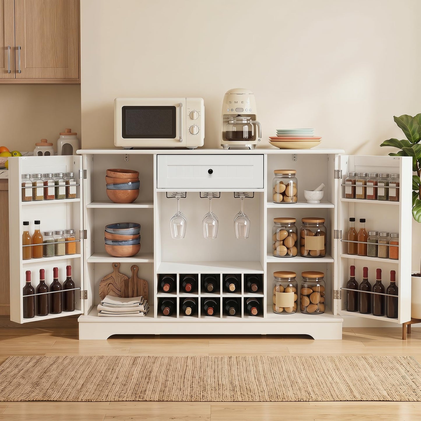 Sideboard Cabinet 120 CM Kitchen Storage Cabinet with Door Shelves