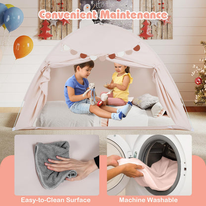 Foldable and Portable Canopy Tent on Twin Bunk Bed with 2 Windows