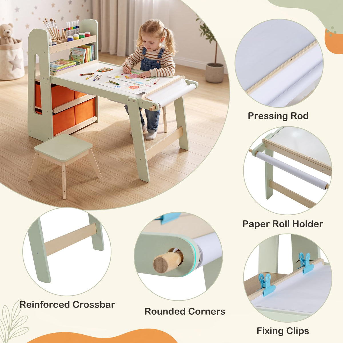 Kids Art Table and Chair Set, Children Activity Table